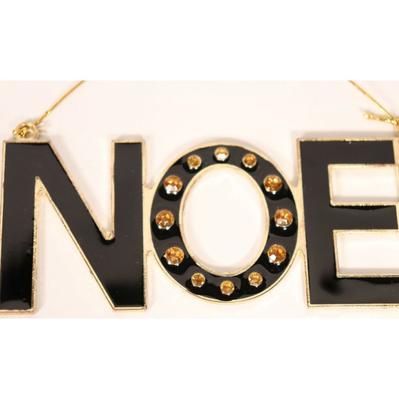 Lot of 2 Target Noel & Joy Word Ornaments Rhinestone Jeweled Christmas Black New - Picture 3 of 7